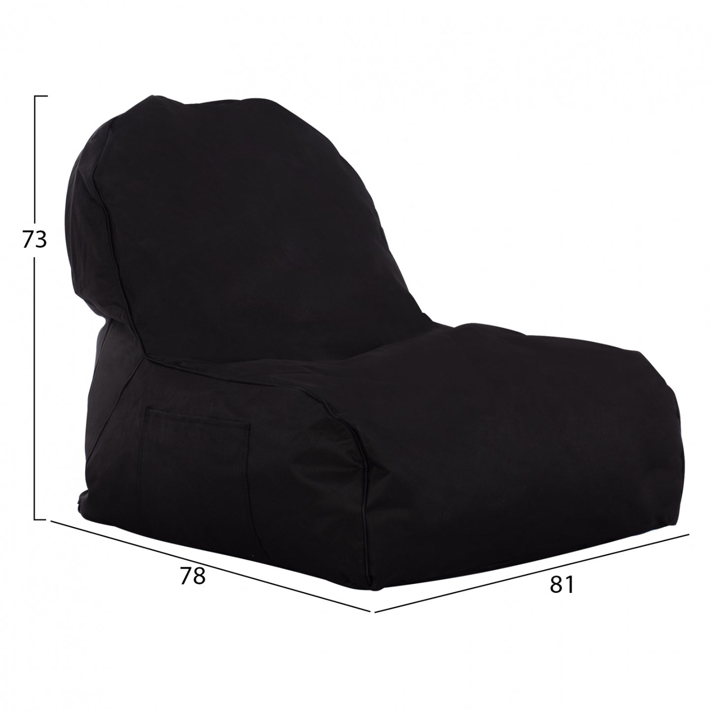 WATERPROOF POUF "CLOUD" HM5112.04 BLACK WITH UV PROTECTION 81x78x73H cm.
