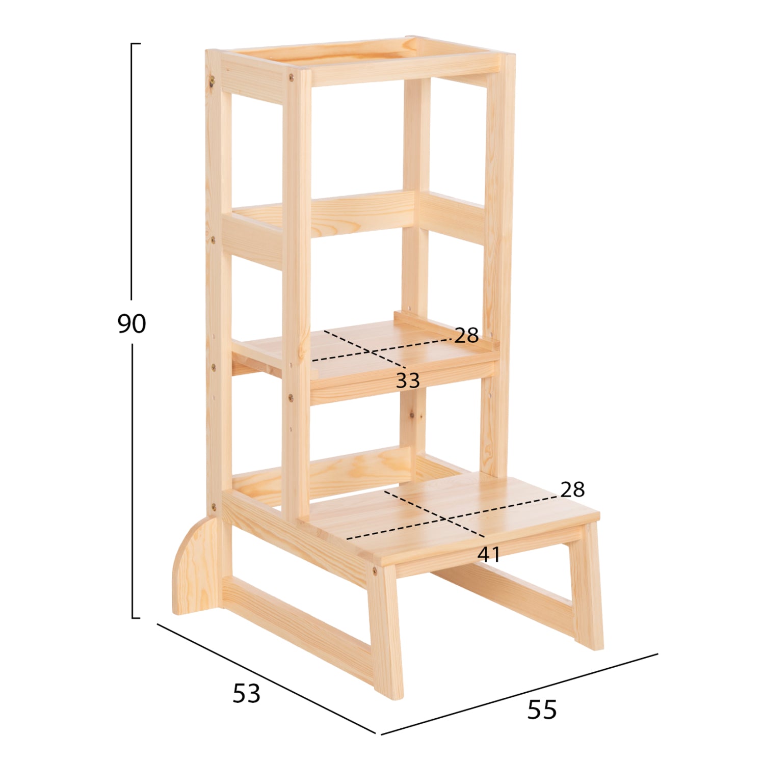 CHILDREN'S LEARNING TOWER t.MONTESSORI PEPE HM9291.01 PINE WOOD IN NATURAL COLOR 55x53x90Hcm.