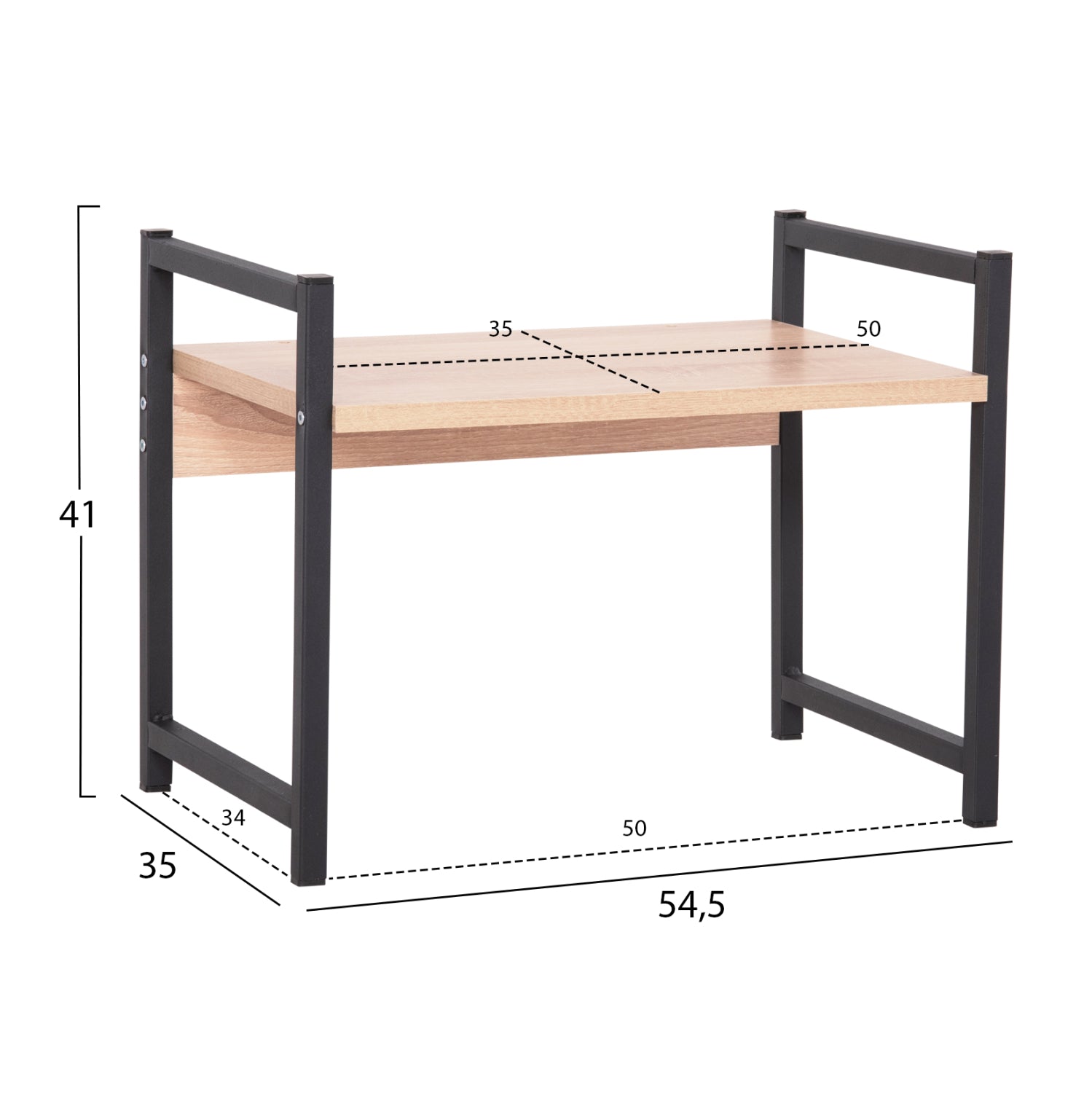 KITCHEN ORGANIZING SHELF BECKO HM18219.03 MELAMINE IN SONAMA-BLACK METAL 54.5x35x41Hcm.