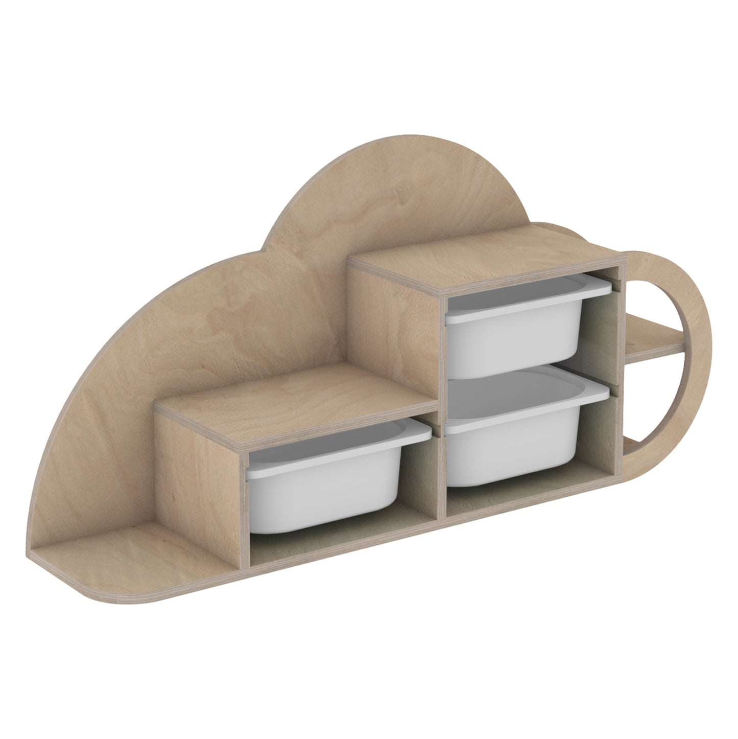WALL SHELF COBB HM18227.03 BIRCH WOOD IN NATURAL-WHITE P.E. DRAWERS 98x22,5x48,5Hcm.