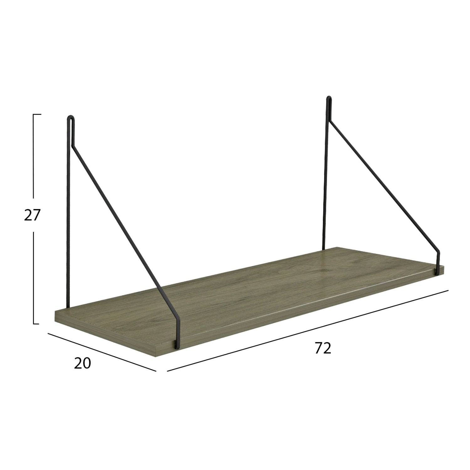 WALL SHELF AGILAN HM9183.12 MELAMINE IN OLIVE GREY 72x20x27Hcm.