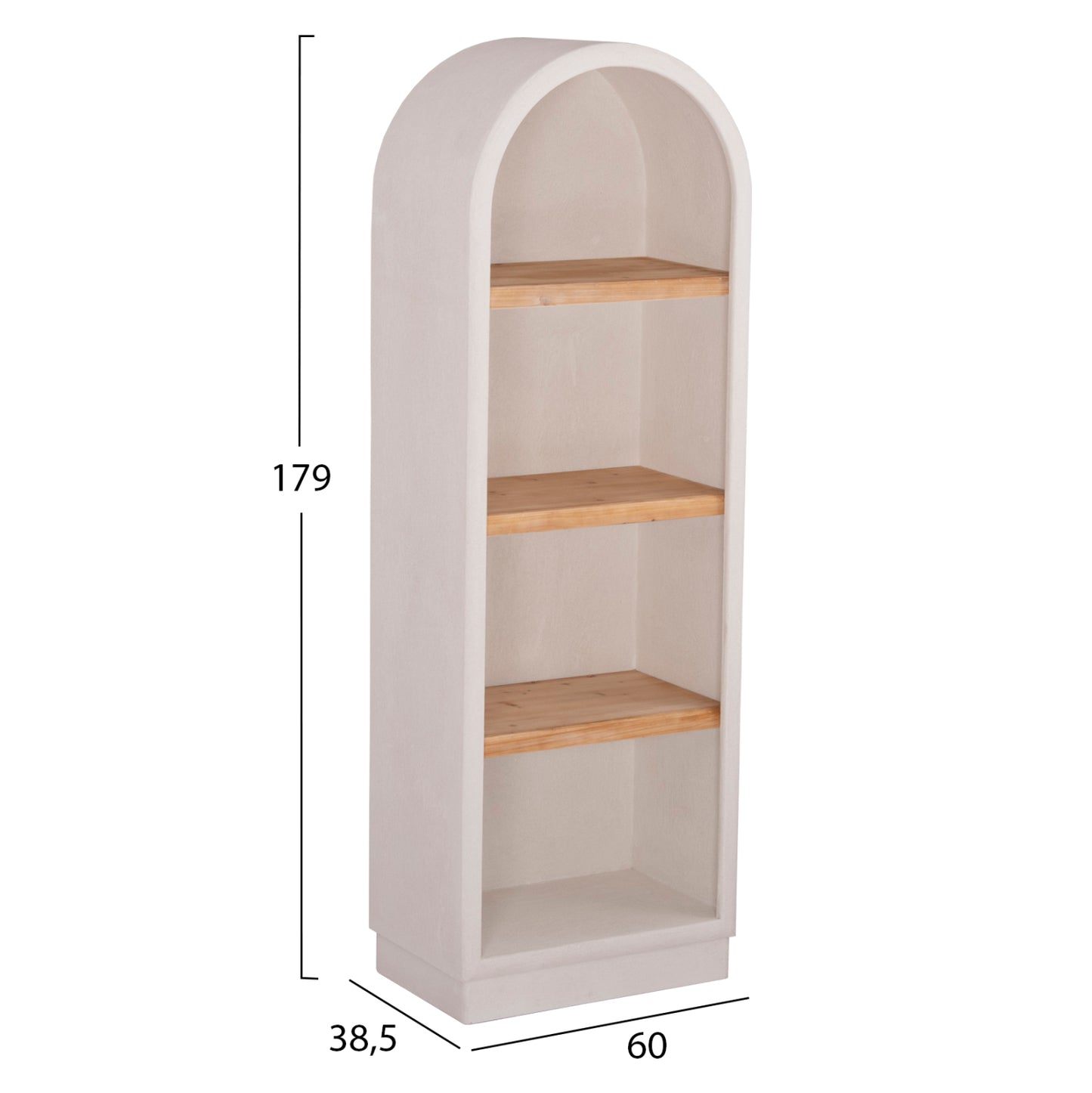 SHELF RACK SERIES SANTORINI HM18045 MDF IN OFF-WHITE-SHELVES MADE OF FIR WOOD IN NATURAL COLOR 60x38.5x179Hcm.