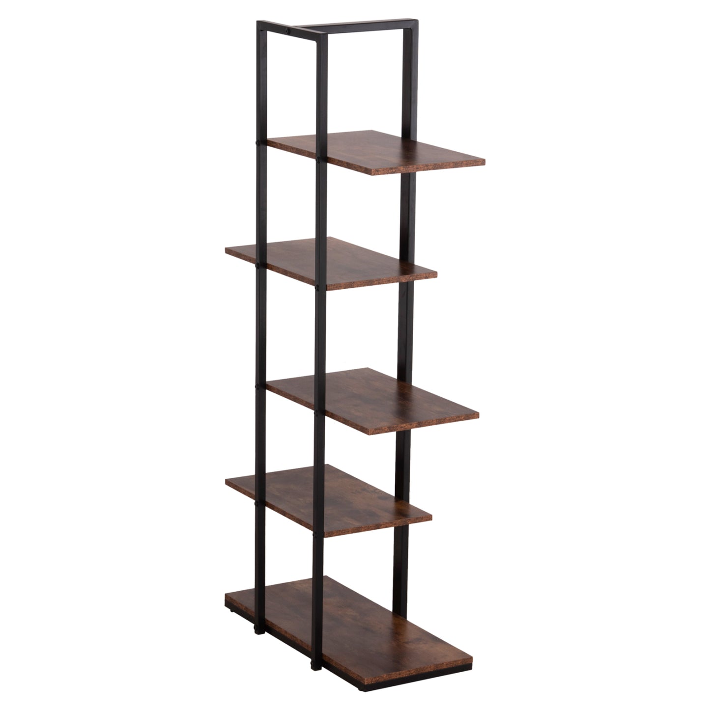 RACK OMNI HM18074.04 BLACK METAL FRAME-MELAMINE IN WALNUT 68x34.5x150.5Hcm.