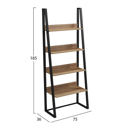 RACK IZABEL HM18376.01 METAL FRAME--MELAMINE IN OAK 75x36x185Hcm.