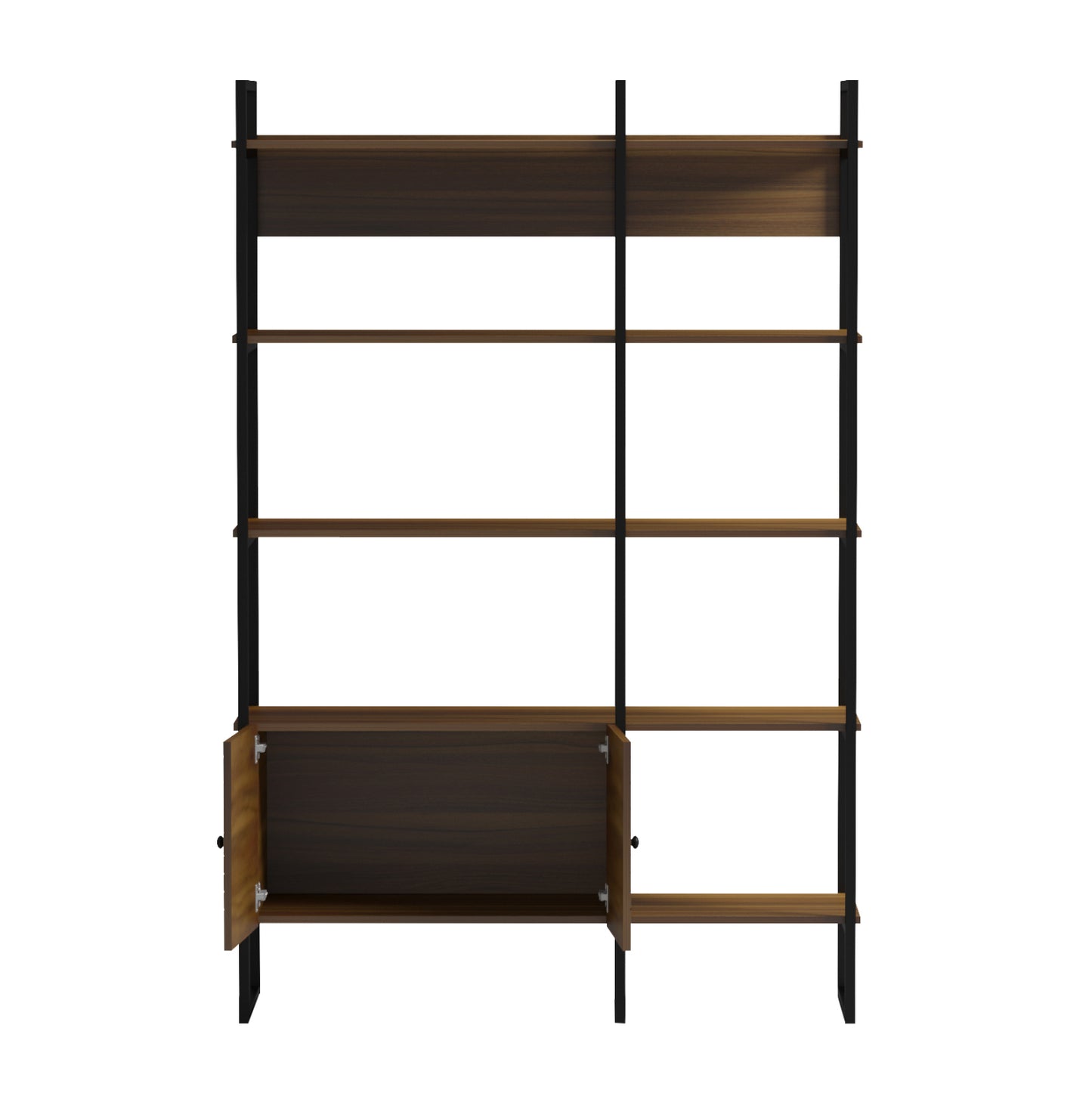 RACK NEZER HM18377.03 METAL FRAME--MELAMINE IN WALNUT 120x35x180Hcm.