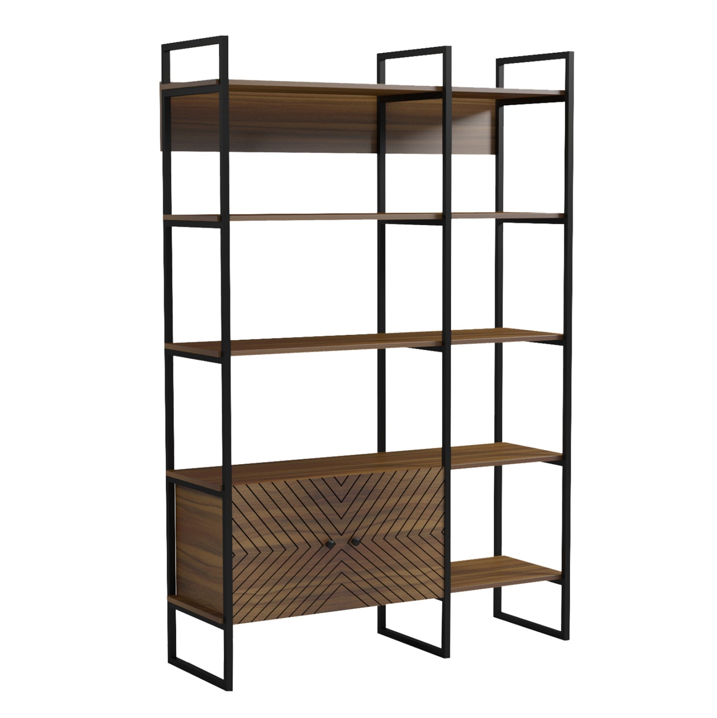 RACK NEZER HM18377.03 METAL FRAME--MELAMINE IN WALNUT 120x35x180Hcm.