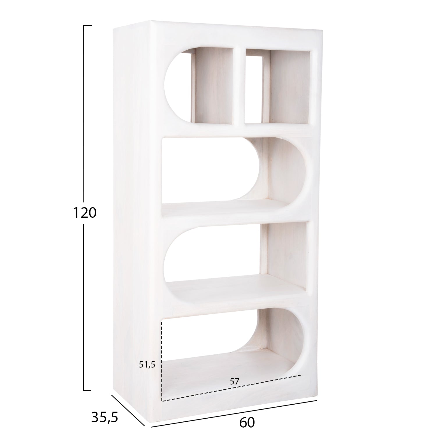 TALLBOY HANDYR HM9706 SOLID MANGO WOOD IN WHITE COLOR 60x35x120Hcm.