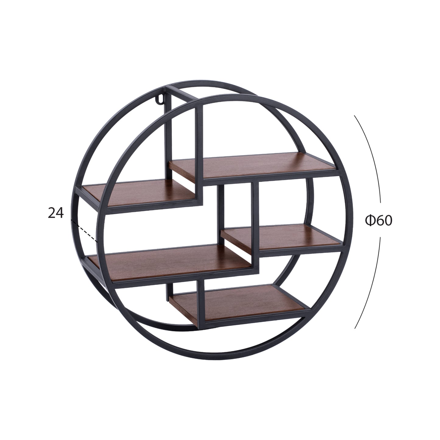 Wall Shelves Quinn with melamine bases and metallic frame HM8612 Diameter 60x24cm