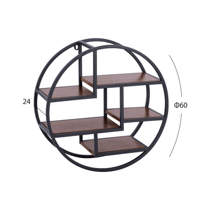Wall Shelves Quinn with melamine bases and metallic frame HM8612 Diameter 60x24cm