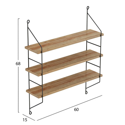 WALL SHELVES ACHALA HM9185.11 MELAMINE IN NATURAL OAK 60x15x68Hcm.