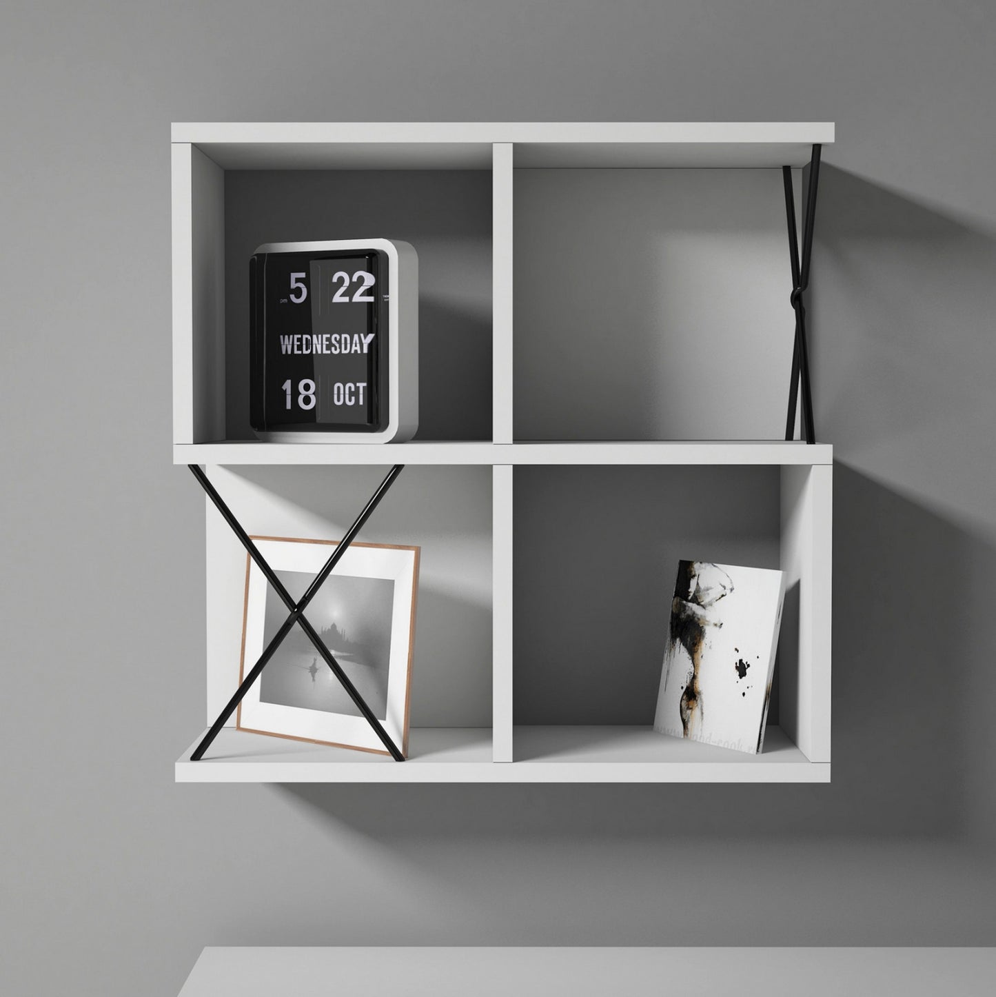 WALL SHELF HM9520.03 MELAMINE IN WHITE COLOR 60x24x60Hcm.