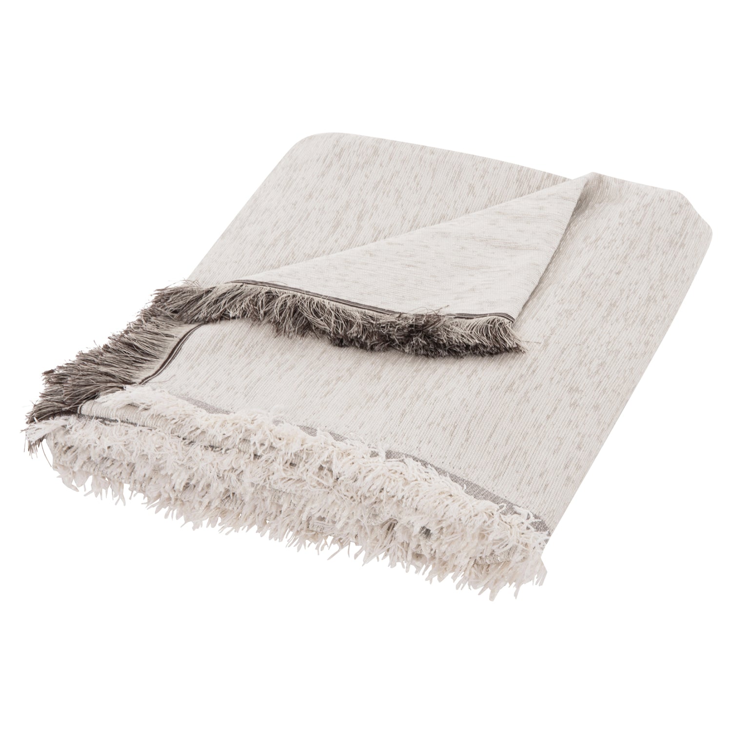SOFA COVER-THROW WITH FRINGES DREAMTOPIA HM12161.01 IN ECRU COLOR 245X170cm.