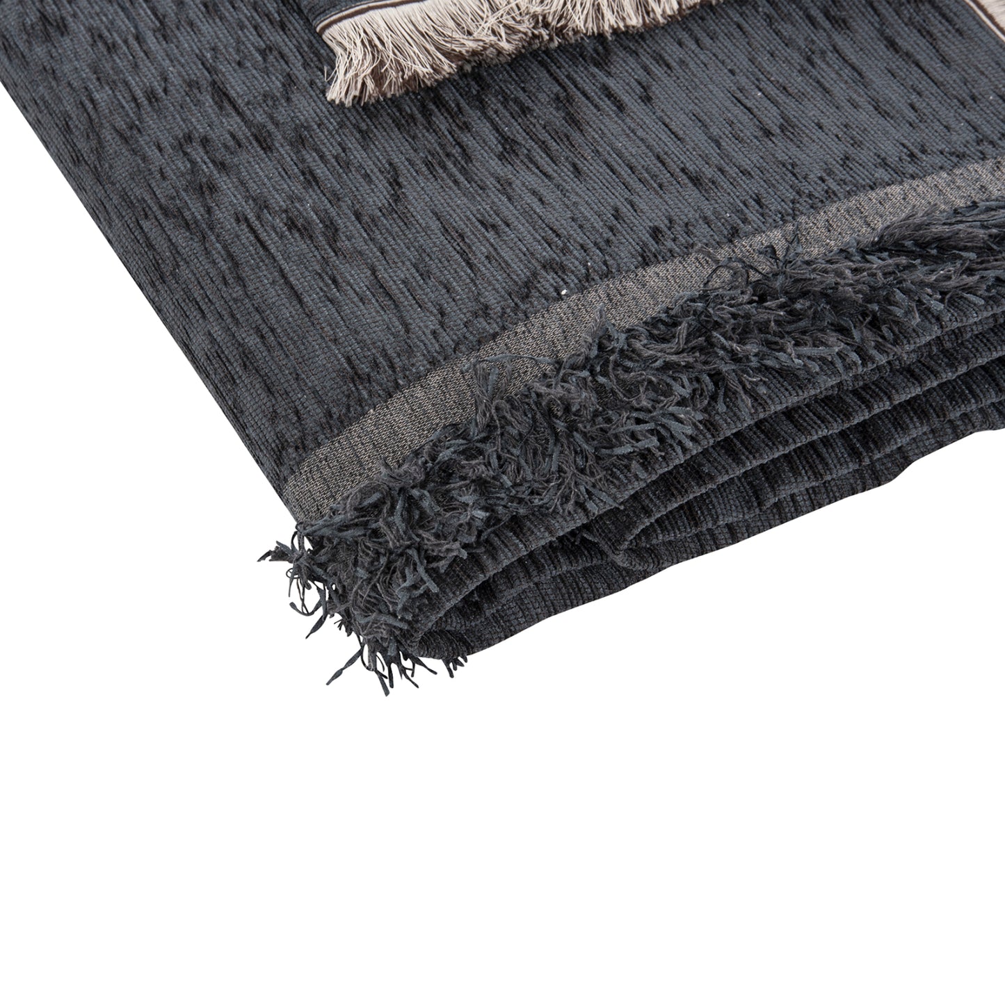 SOFA COVER-THROW WITH FRINGES DREAMTOPIA HM12161.09 IN NAVY BLUE COLOR 245X170cm.