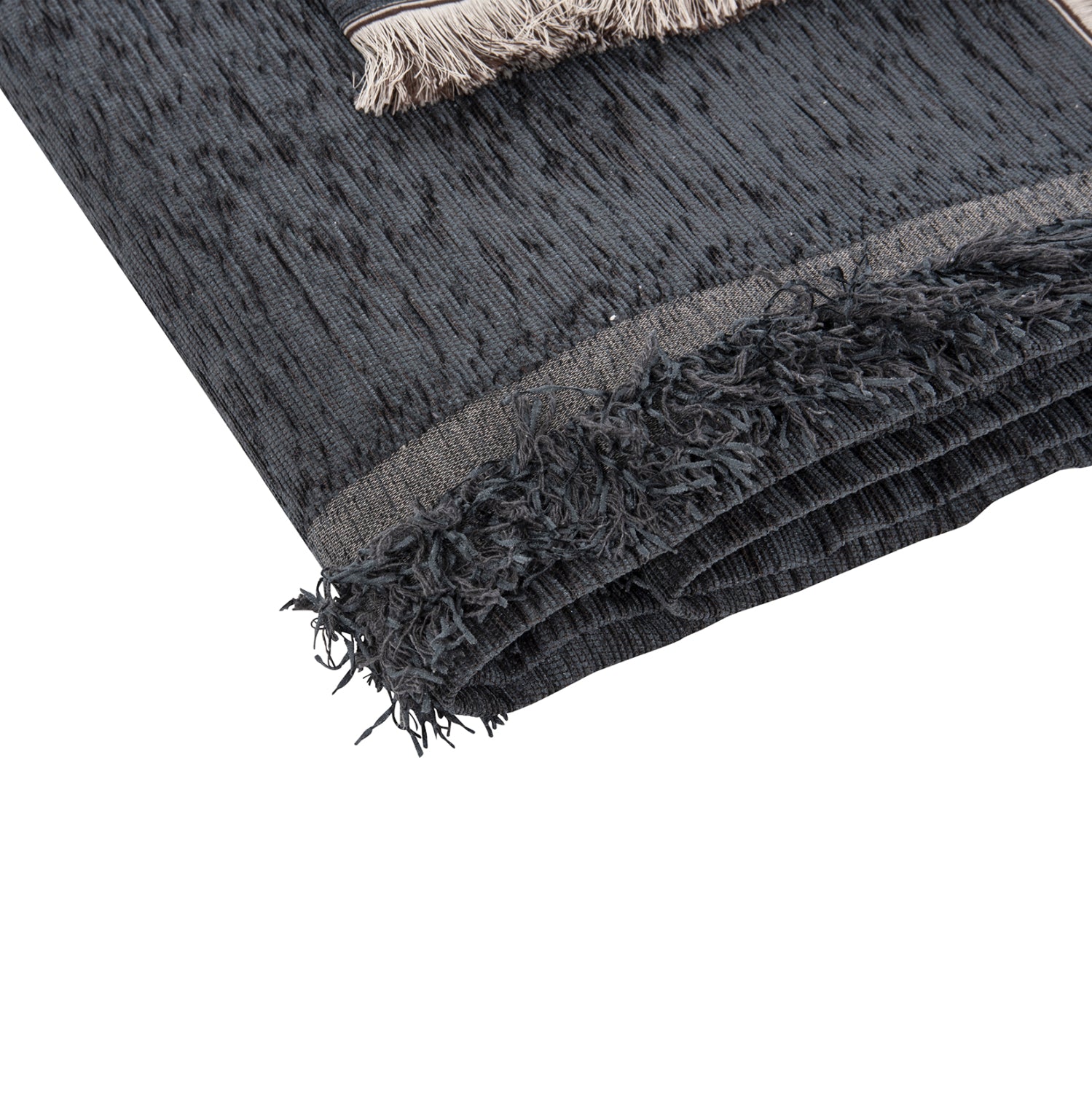 SOFA COVER-THROW WITH FRINGES DREAMTOPIA HM12161.09 IN NAVY BLUE COLOR 245X170cm.