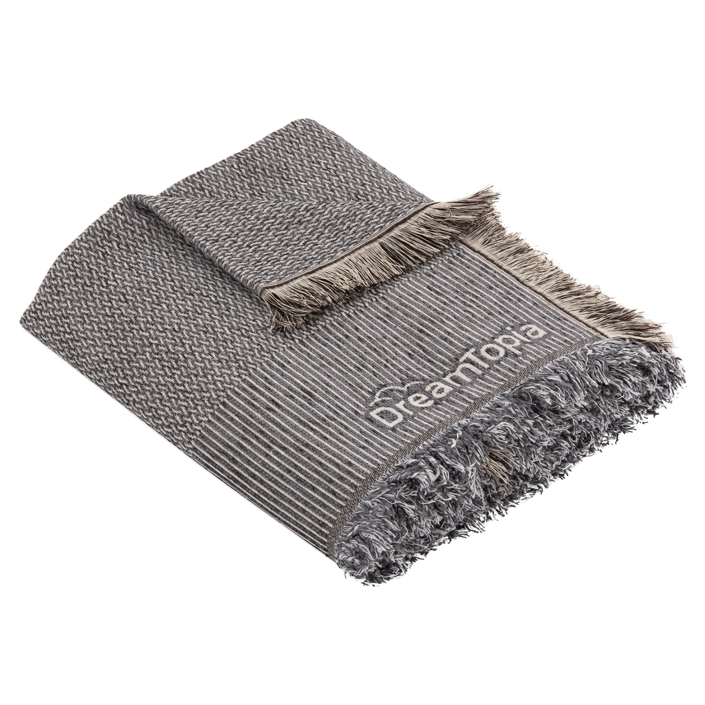 SOFA COVER-THROW WITH FRINGES DREAMTOPIA HM12162.06 IN GREY COLOR 245X170cm.