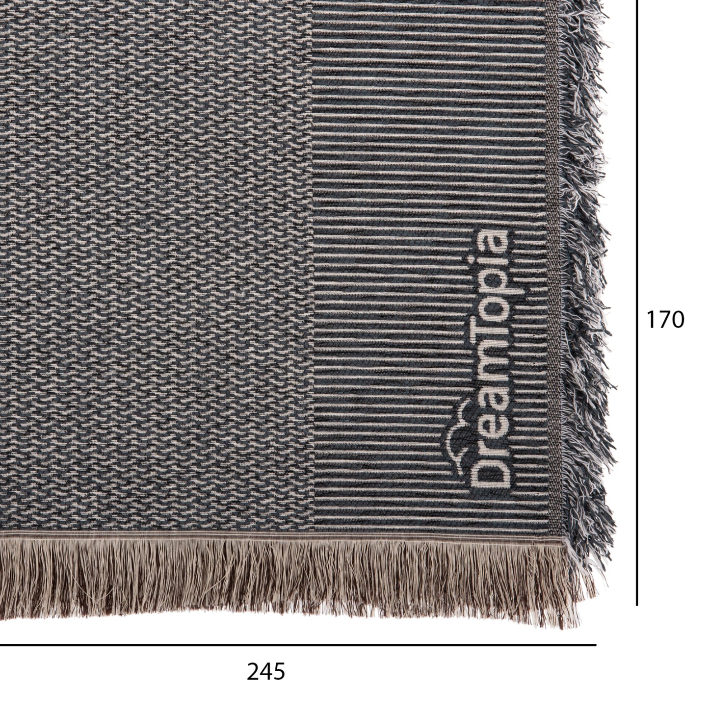 SOFA COVER-THROW WITH FRINGES DREAMTOPIA HM12162.09 IN BLUE COLOR 245X170cm.