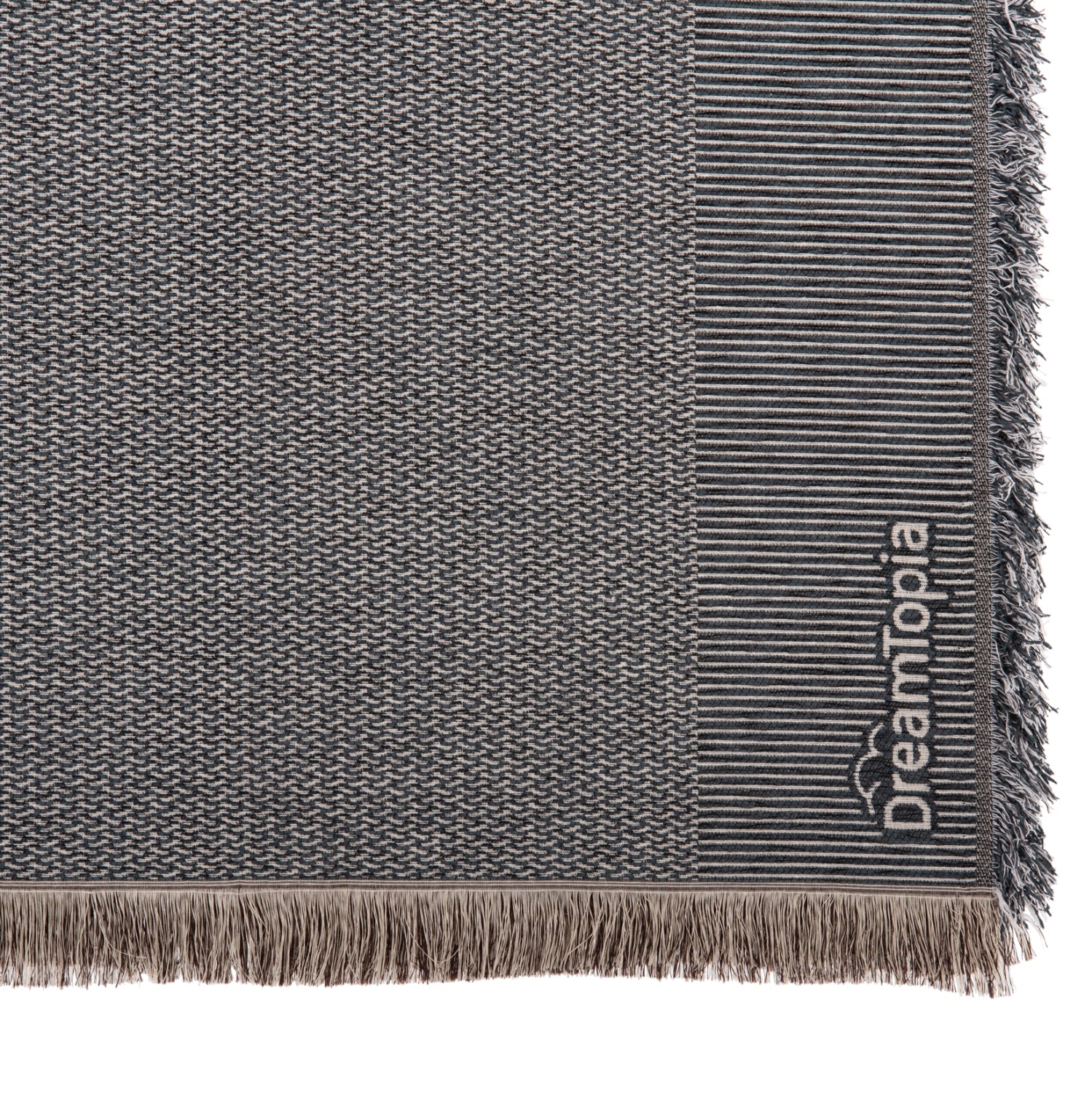 SOFA COVER-THROW WITH FRINGES DREAMTOPIA HM12162.09 IN BLUE COLOR 245X170cm.