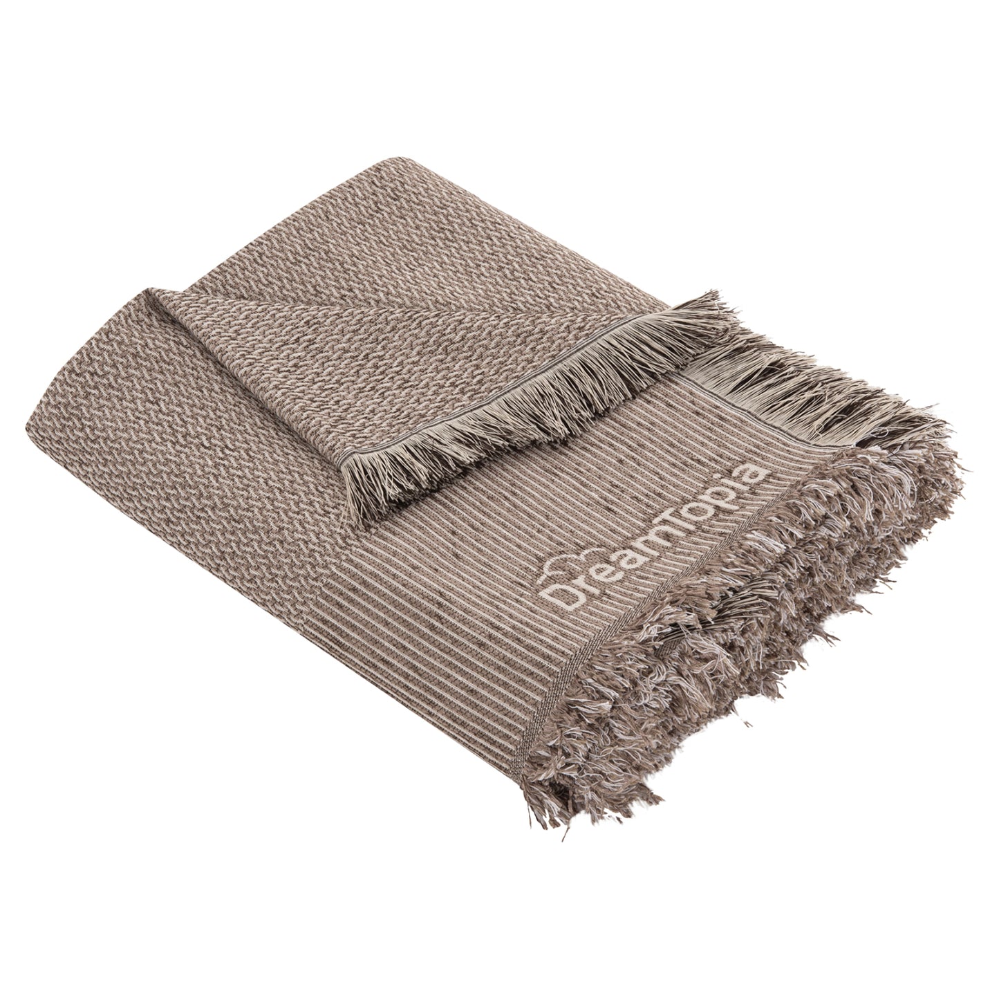 SOFA COVER-THROW WITH FRINGES DREAMTOPIA HM12162.10 IN BROWN COLOR 245X170cm.
