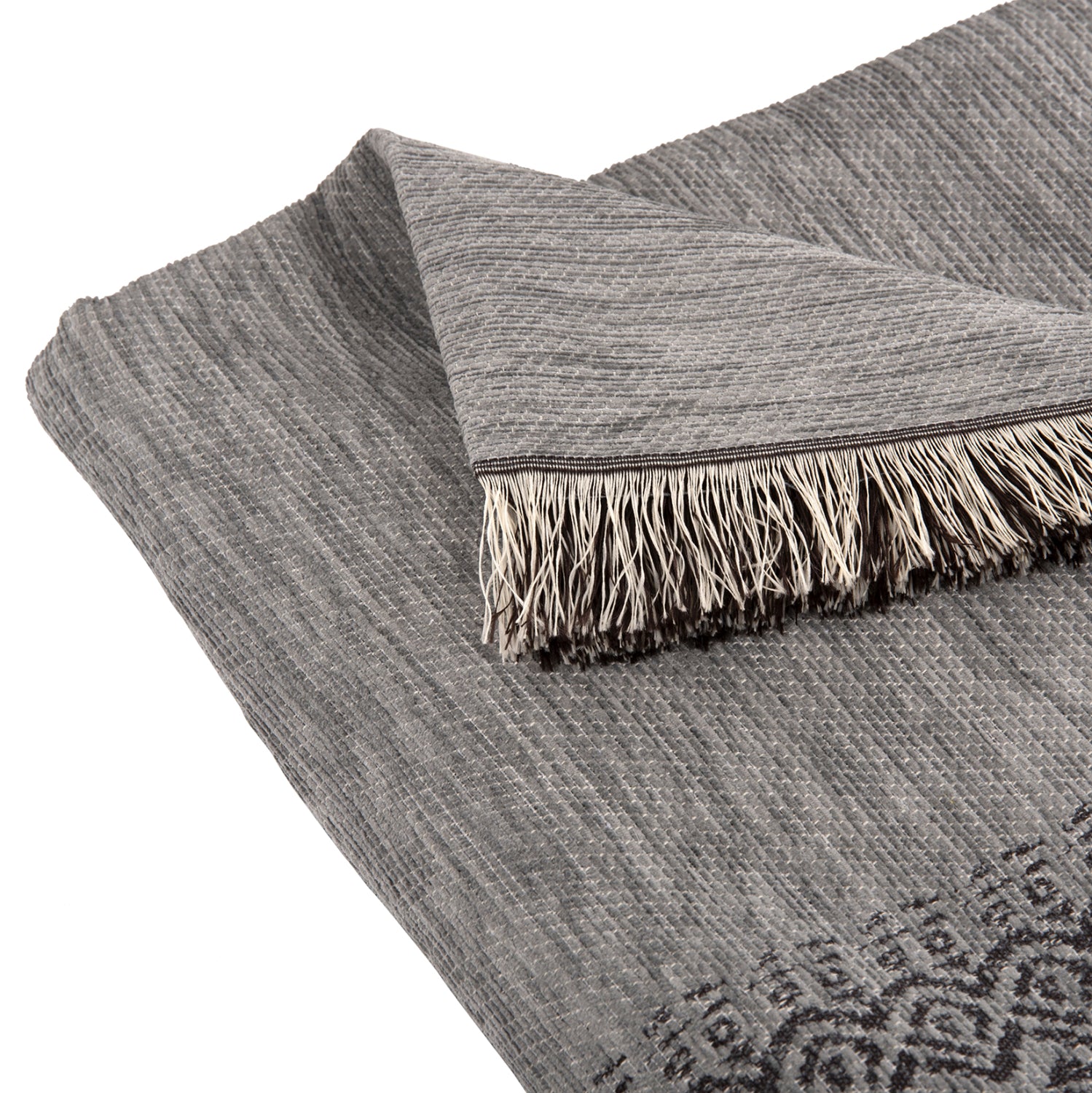 SOFA COVER-THROW WITH FRINGES DREAMTOPIA HM12163.06 IN GREY COLOR 245X170cm.