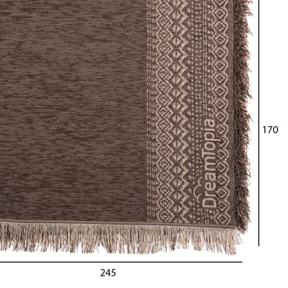 SOFA COVER-THROW WITH FRINGES DREAMTOPIA HM12163.08 IN BROWN COLOR 245X170cm.