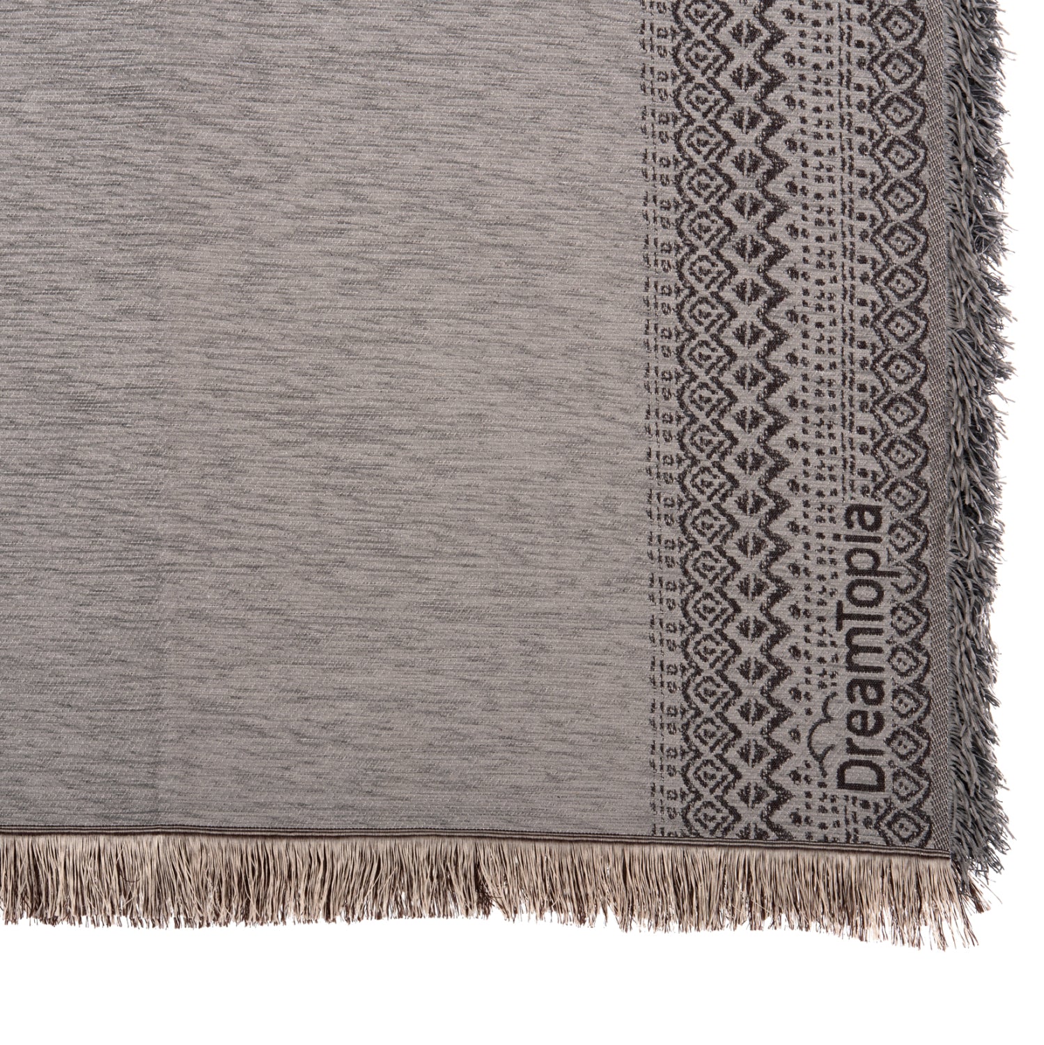 SOFA COVER-THROW WITH FRINGES DREAMTOPIA HM12164.05 IN GREY COLOR 178X178cm.