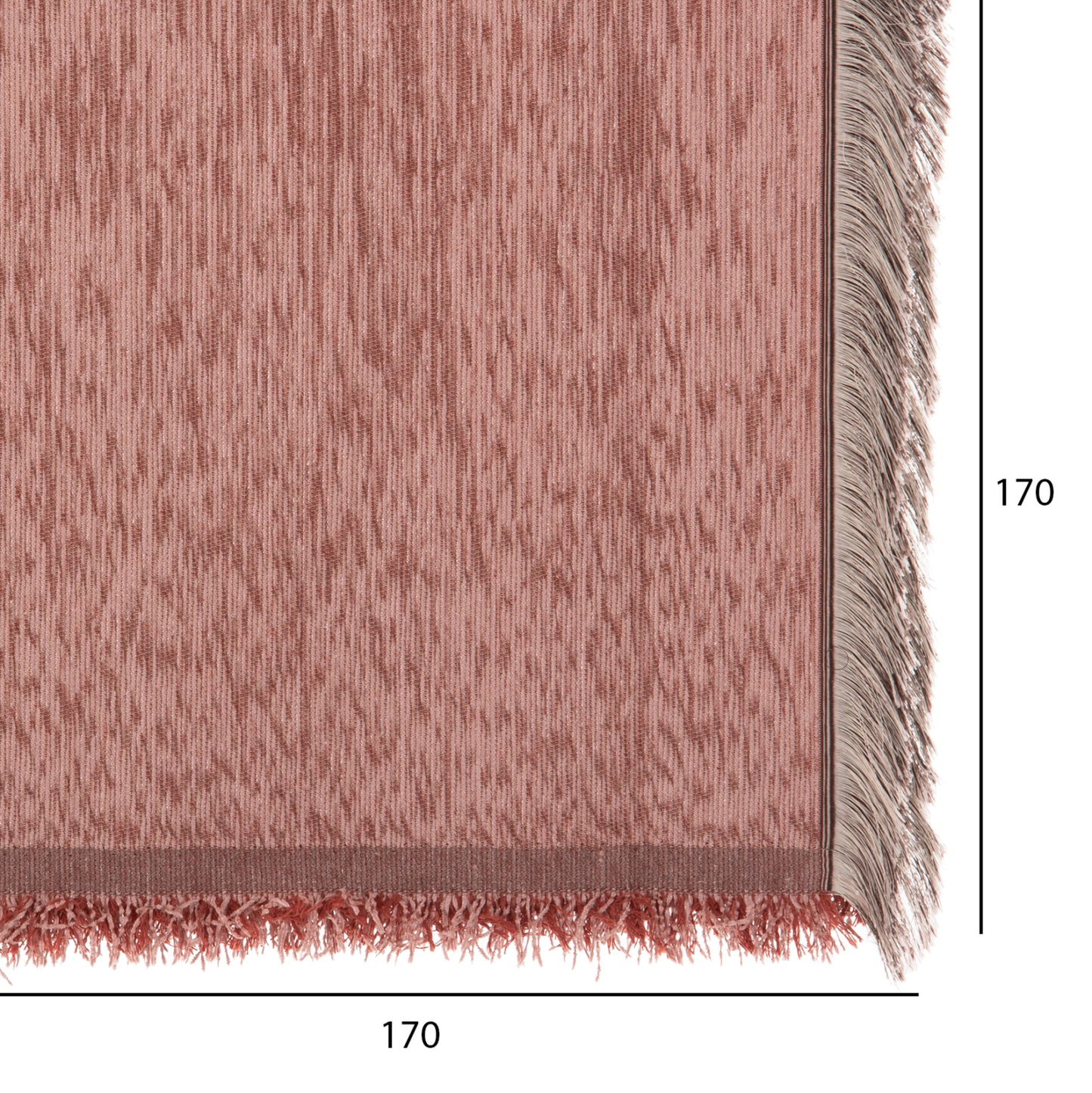 SOFA COVER-THROW WITH FRINGES DREAMTOPIA HM12164.11 IN DUSTY PINK COLOR 178X178cm.
