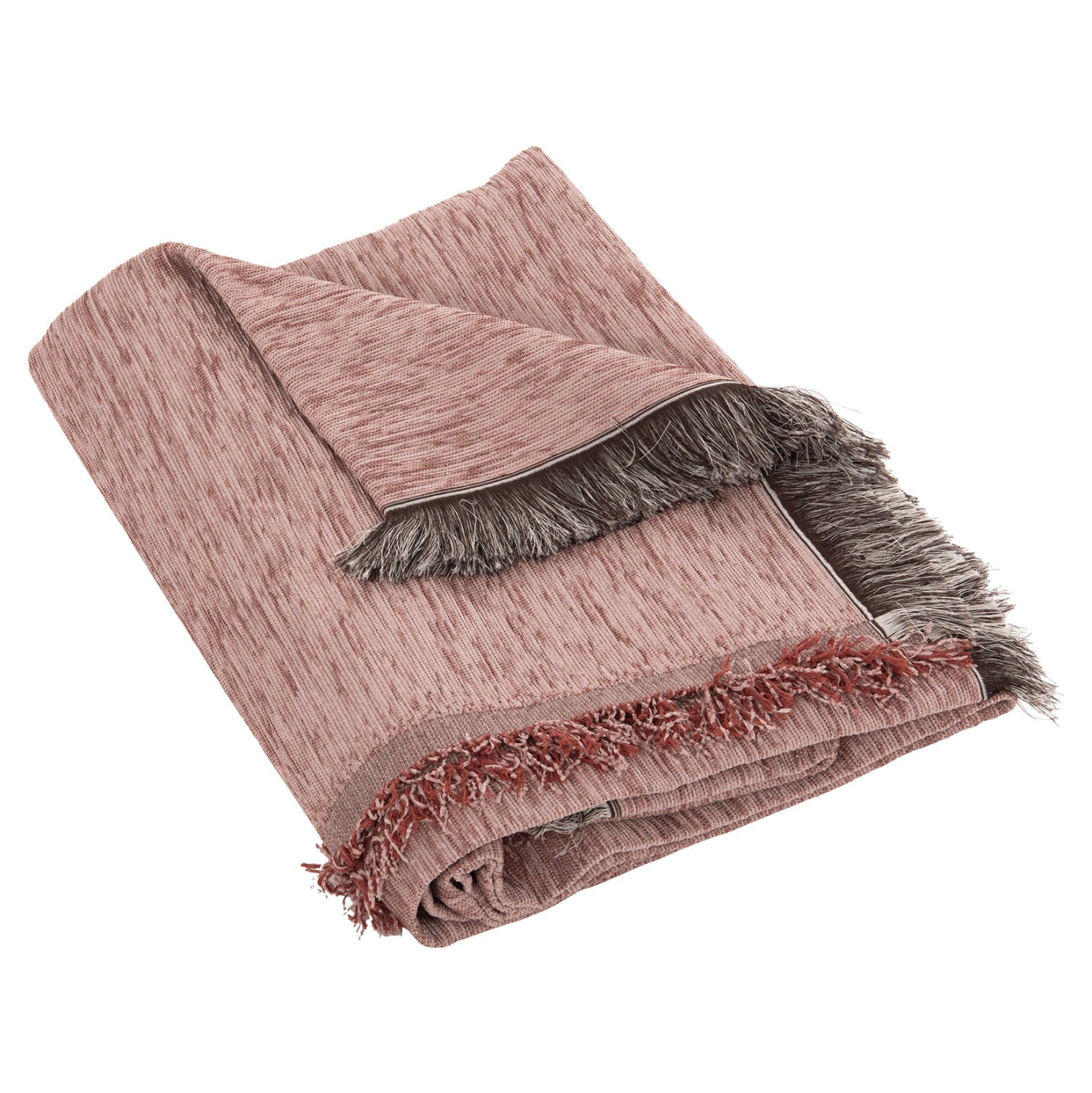 SOFA COVER-THROW WITH FRINGES DREAMTOPIA HM12164.11 IN DUSTY PINK COLOR 178X178cm.