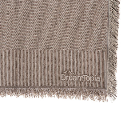 SOFA COVER-THROW WITH FRINGES DREAMTOPIA HM12165.01 IN LIGHT BROWN COLOR 295X170cm.