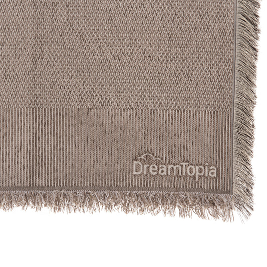 SOFA COVER-THROW WITH FRINGES DREAMTOPIA HM12165.01 IN LIGHT BROWN COLOR 295X170cm.