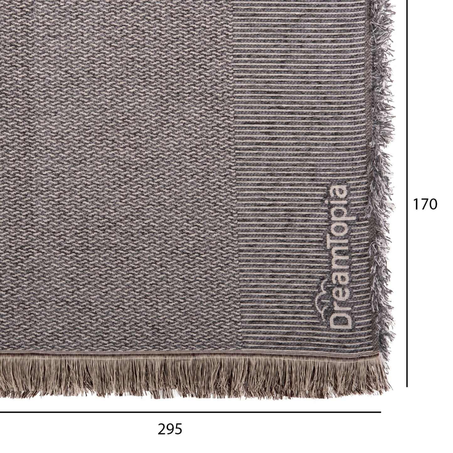 SOFA COVER-THROW WITH FRINGES DREAMTOPIA HM12165.02 IN GREY COLOR 295X170cm.