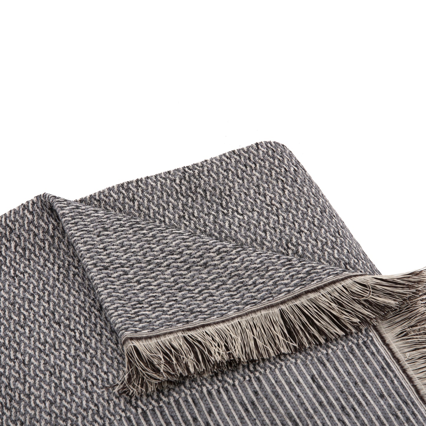 SOFA COVER-THROW WITH FRINGES DREAMTOPIA HM12165.02 IN GREY COLOR 295X170cm.