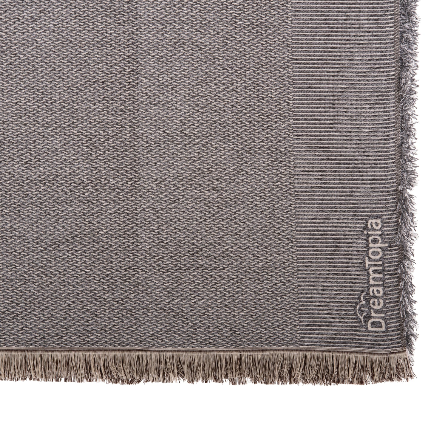 SOFA COVER-THROW WITH FRINGES DREAMTOPIA HM12165.02 IN GREY COLOR 295X170cm.