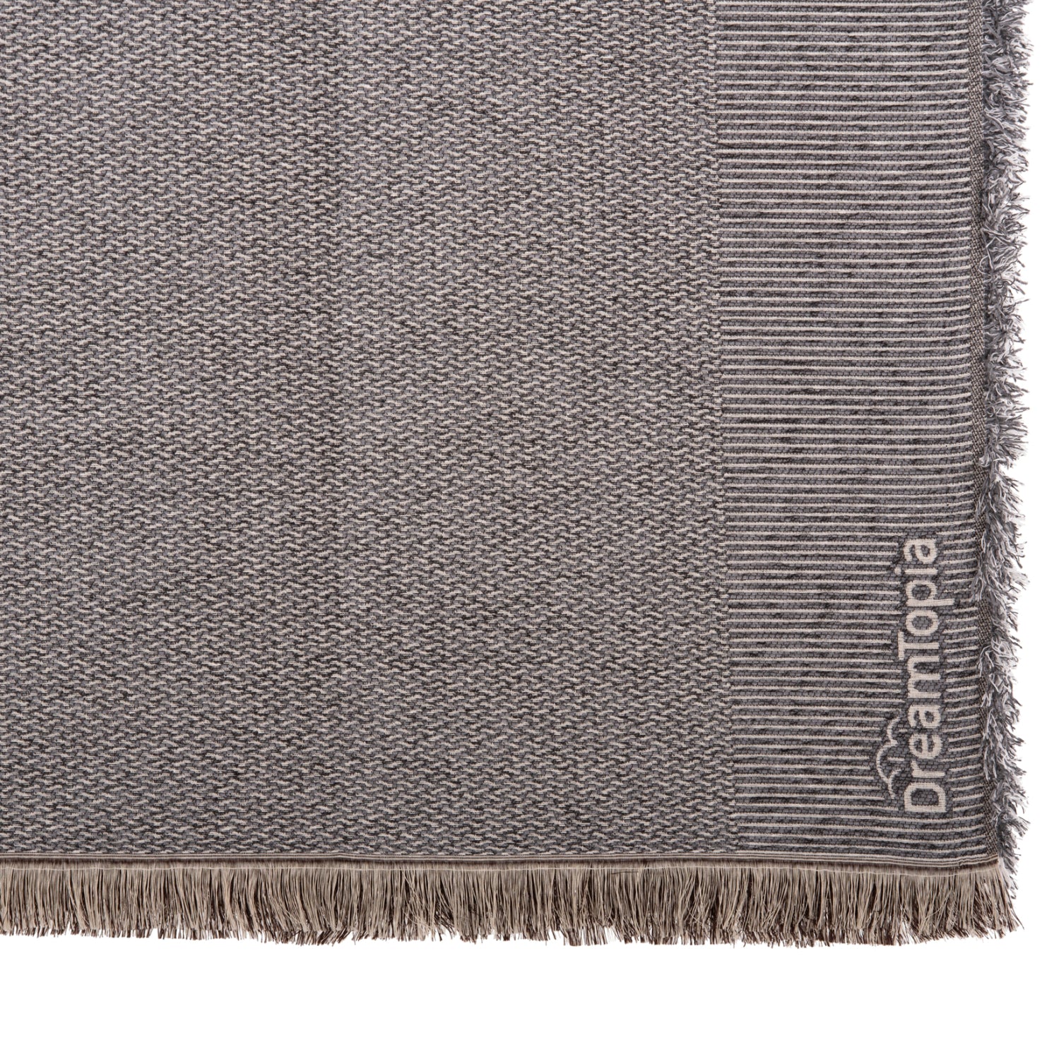 SOFA COVER-THROW WITH FRINGES DREAMTOPIA HM12165.02 IN GREY COLOR 295X170cm.