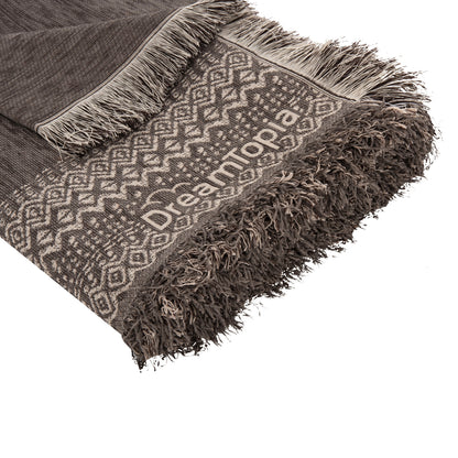 SOFA COVER-THROW WITH FRINGES DREAMTOPIA HM12165.04 IN BROWN COLOR 295X170cm.