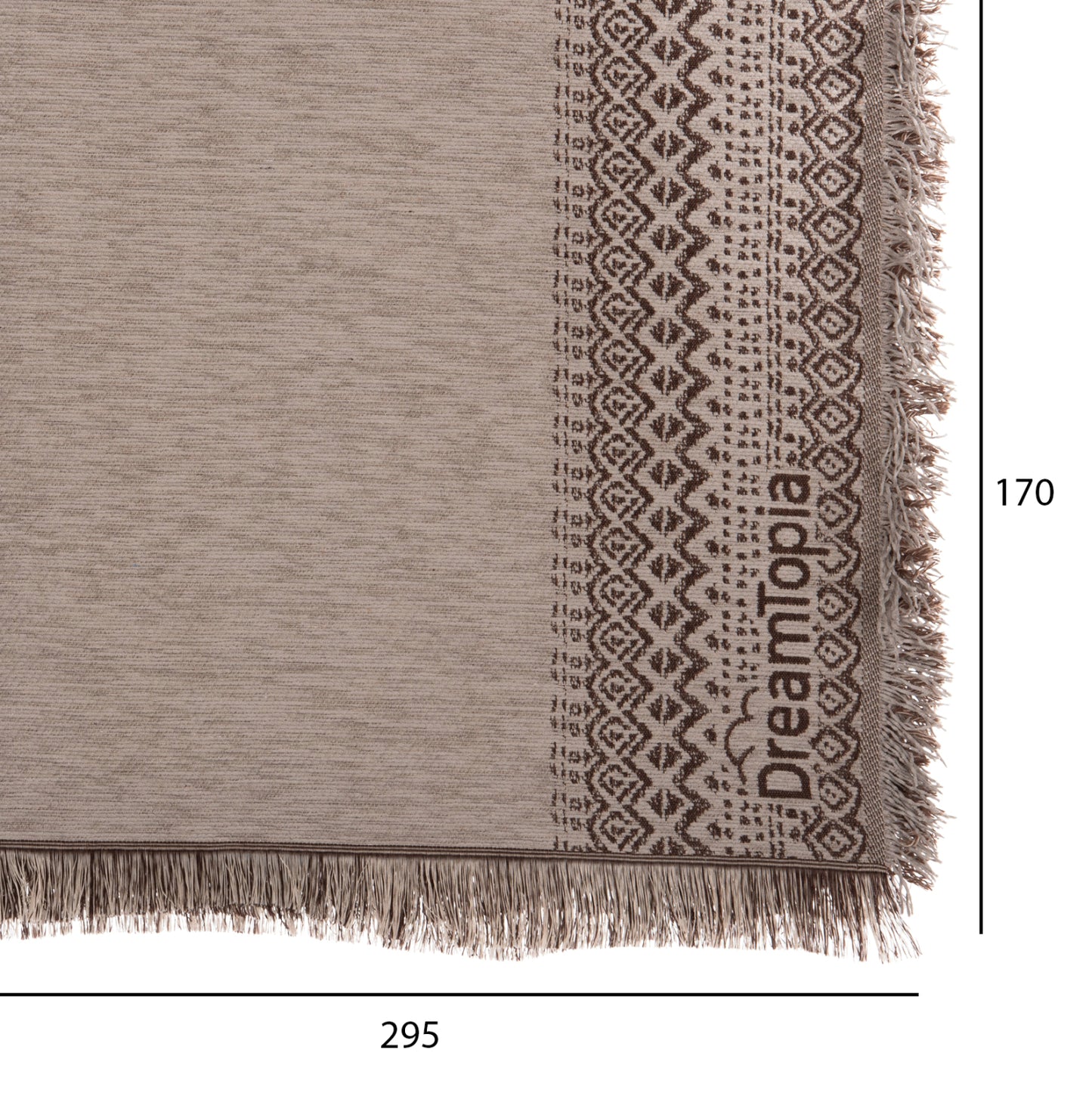SOFA COVER-THROW WITH FRINGES DREAMTOPIA HM12165.06 IN BEIGE COLOR 295X170cm.
