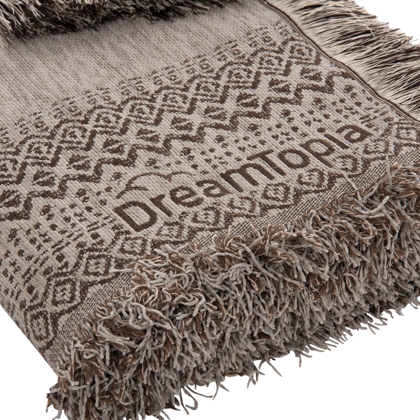 SOFA COVER-THROW WITH FRINGES DREAMTOPIA HM12165.06 IN BEIGE COLOR 295X170cm.
