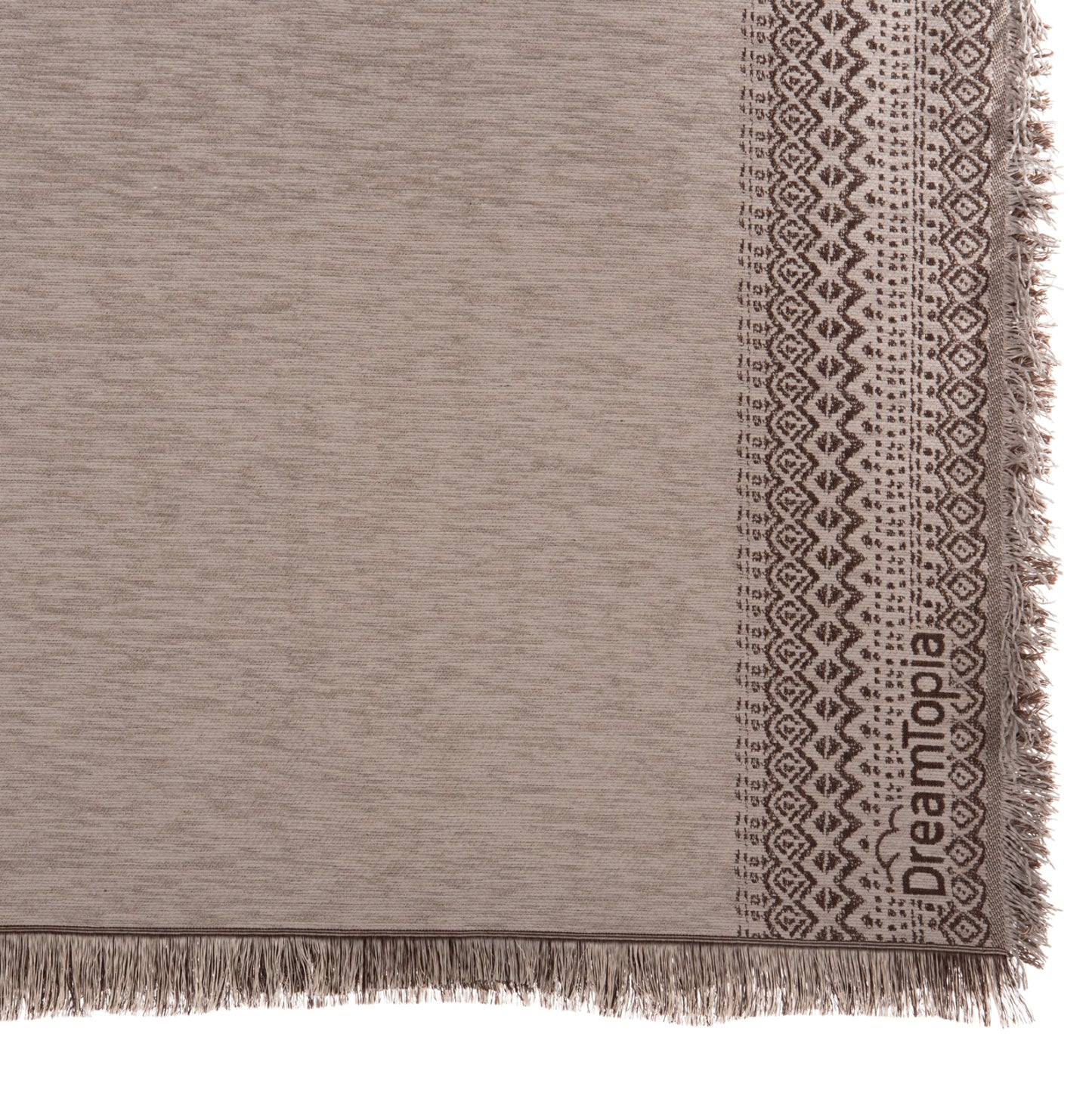 SOFA COVER-THROW WITH FRINGES DREAMTOPIA HM12165.06 IN BEIGE COLOR 295X170cm.