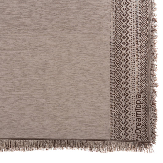 SOFA COVER-THROW WITH FRINGES DREAMTOPIA HM12165.06 IN BEIGE COLOR 295X170cm.