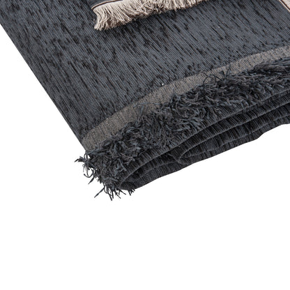 SOFA COVER-THROW WITH FRINGES DREAMTOPIA HM12165.09 IN NAVY BLUE COLOR 295X170cm.