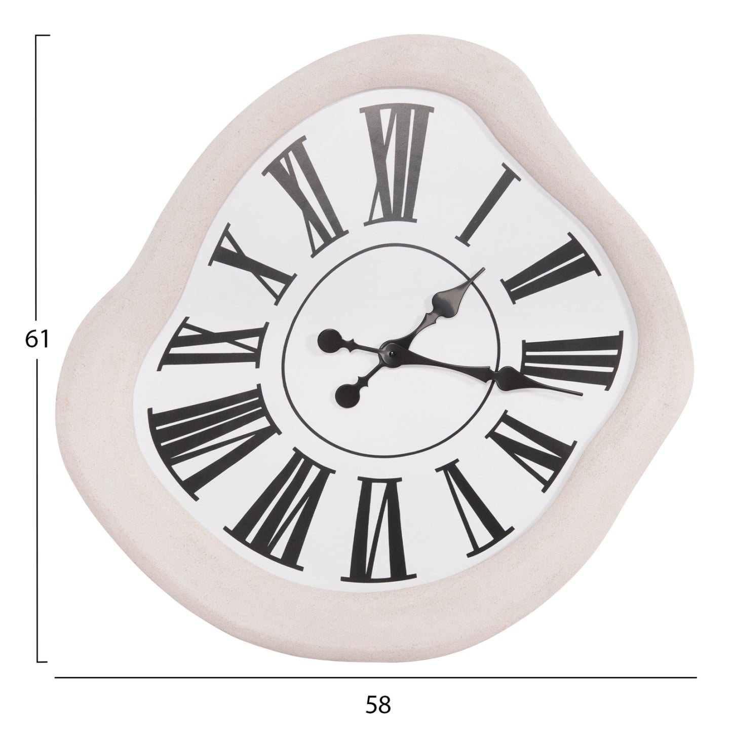 WALL CLOCK SERIES SANTORINI HM4515 MDF IN OFF-WHITE-BLACK POINTERS & LATIN DIGITS 58x2,5x61Hcm.