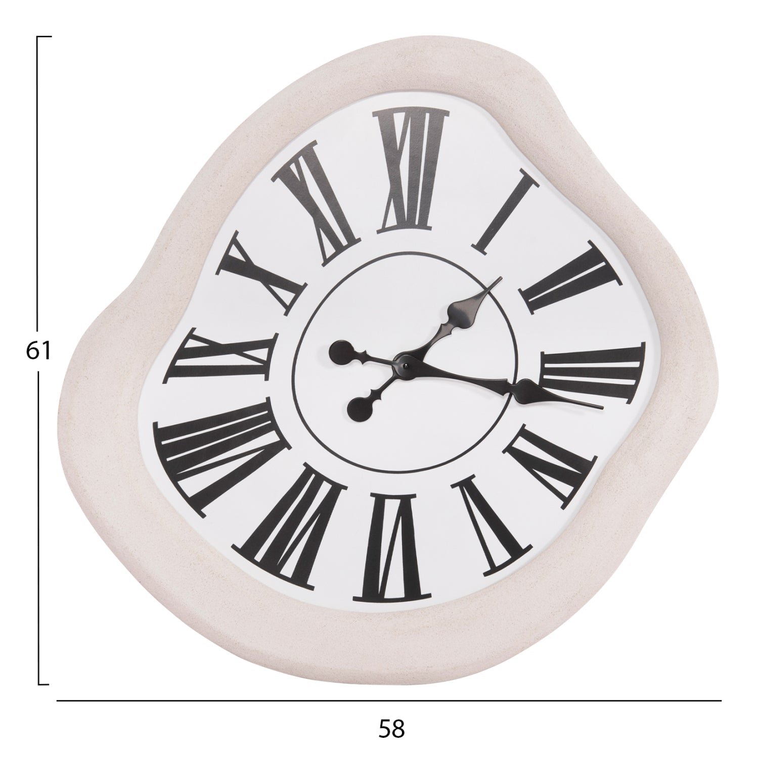 WALL CLOCK SERIES SANTORINI HM4515 MDF IN OFF-WHITE-BLACK POINTERS & LATIN DIGITS 58x2,5x61Hcm.
