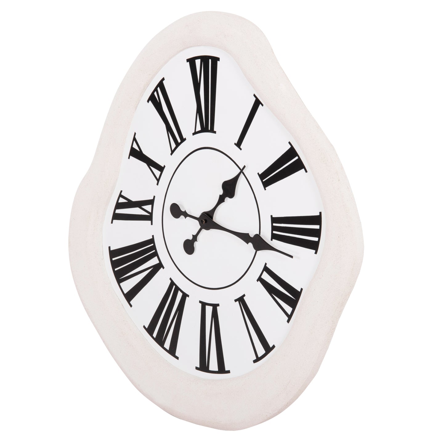 WALL CLOCK SERIES SANTORINI HM4515 MDF IN OFF-WHITE-BLACK POINTERS & LATIN DIGITS 58x2,5x61Hcm.