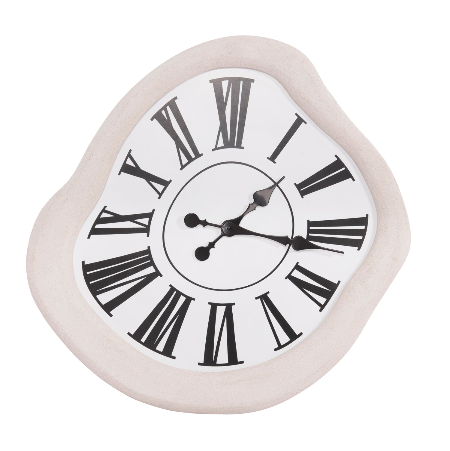 WALL CLOCK SERIES SANTORINI HM4515 MDF IN OFF-WHITE-BLACK POINTERS & LATIN DIGITS 58x2,5x61Hcm.