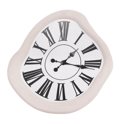 WALL CLOCK SERIES SANTORINI HM4515 MDF IN OFF-WHITE-BLACK POINTERS & LATIN DIGITS 58x2,5x61Hcm.