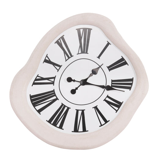 WALL CLOCK SERIES SANTORINI HM4515 MDF IN OFF-WHITE-BLACK POINTERS & LATIN DIGITS 58x2,5x61Hcm.