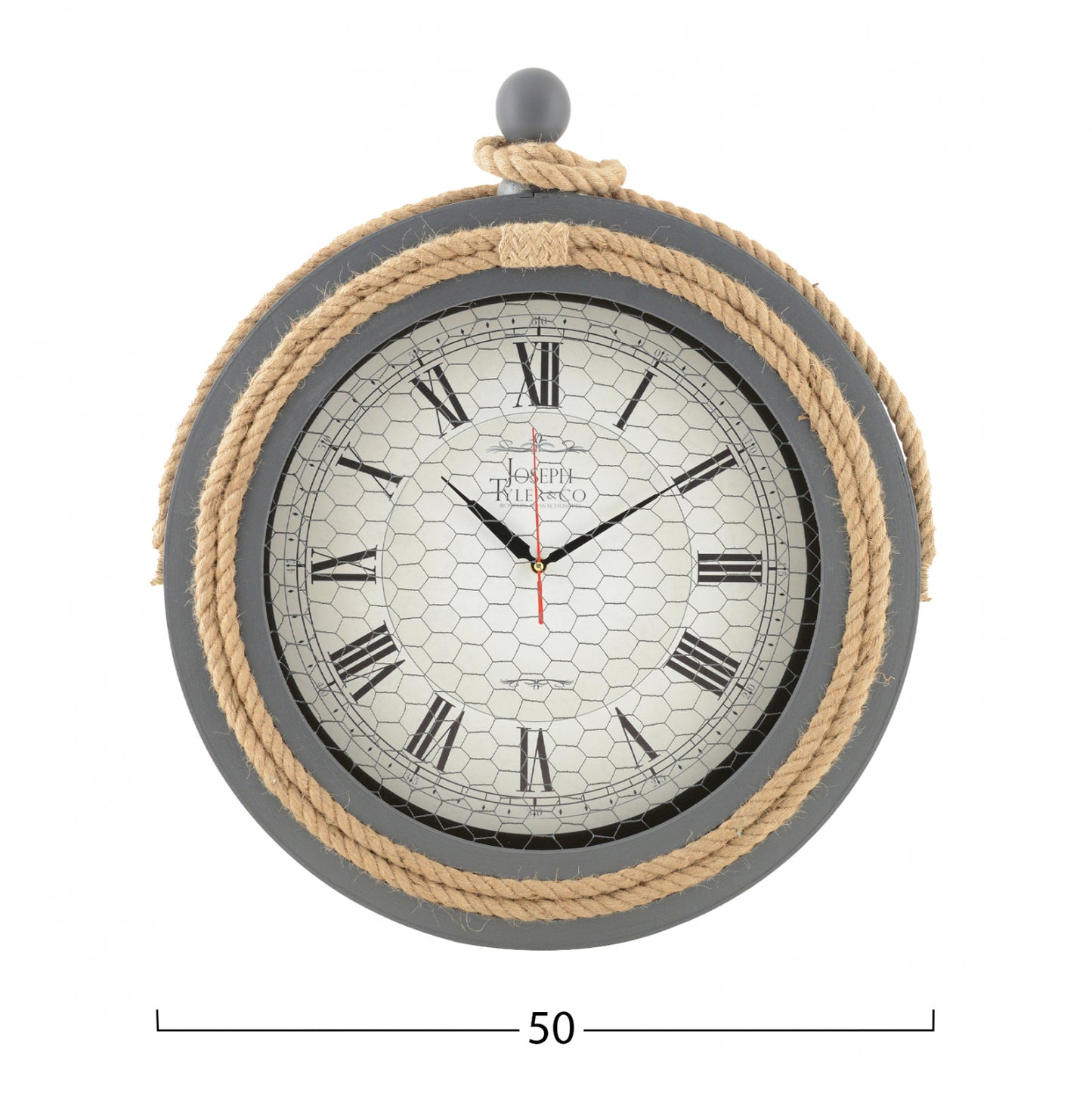 GRAY METAL WALL CLOCK WITH ROPE HM7452.01 D50 cm.