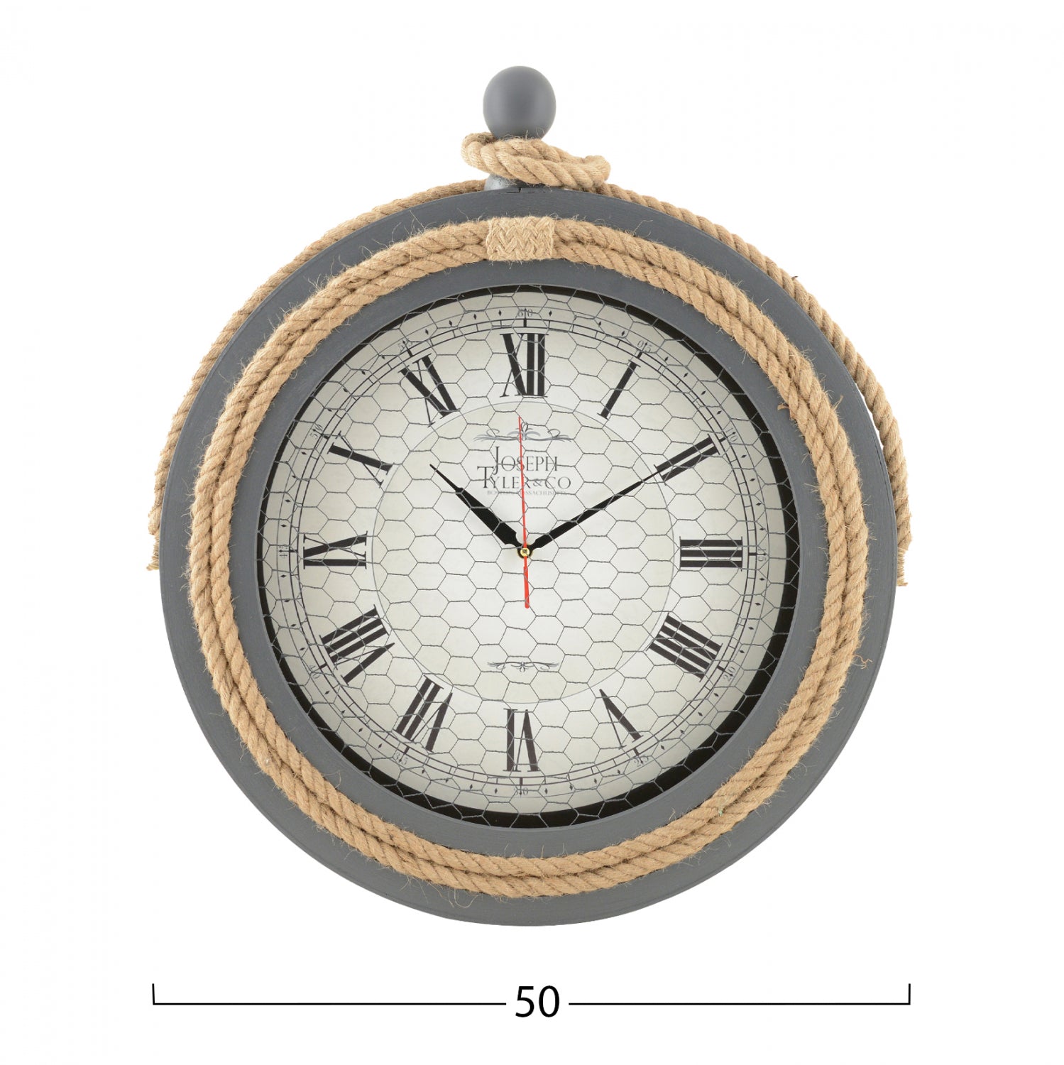 GRAY METAL WALL CLOCK WITH ROPE HM7452.01 D50 cm.
