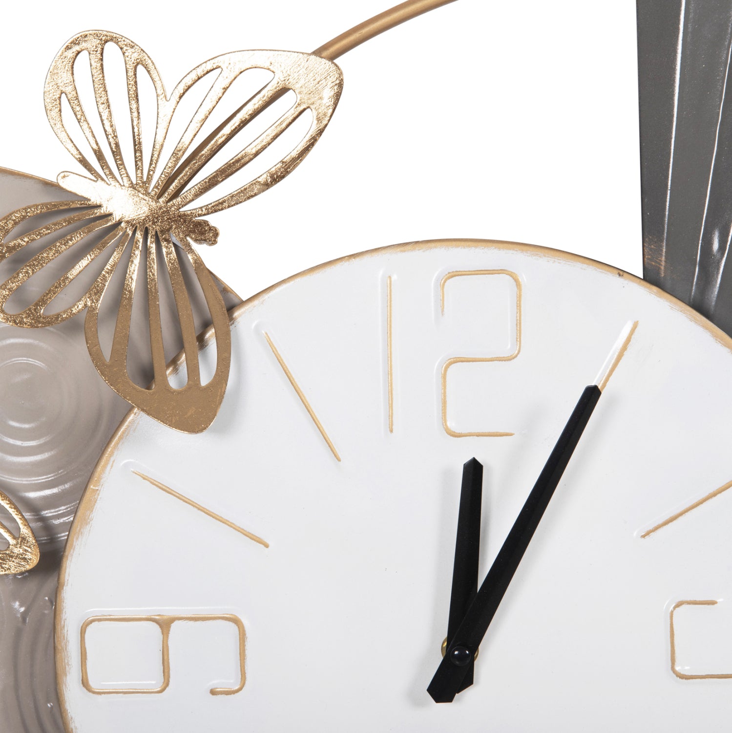 WALL CLOCK HM4212 METAL IN WHITE WITH BLACK POINTERS 116x7x50,5Hcm.