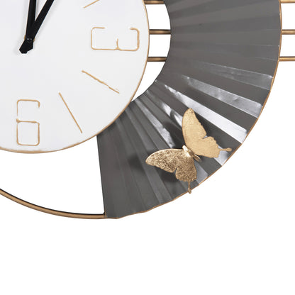 WALL CLOCK HM4212 METAL IN WHITE WITH BLACK POINTERS 116x7x50,5Hcm.