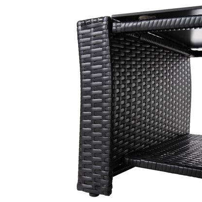 OUTDOOR LOUNGE 4PCS SET THORE HM5978 SYNTHETIC RATTAN IN BLACK-BEIGE CUSHIONS
